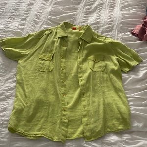 Hugo boss green short sleeve dress shirt